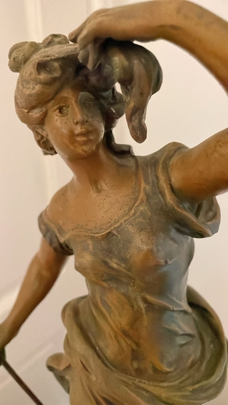 Antique French Onyx and Spelter Clock depicting Amphitrite after Auguste Moreau - Image 9